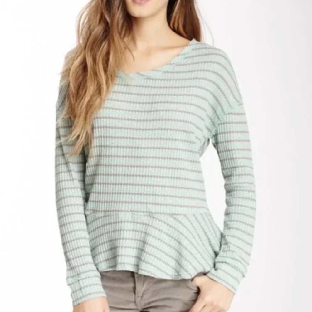 Free People Waffle Knit Peplum Top